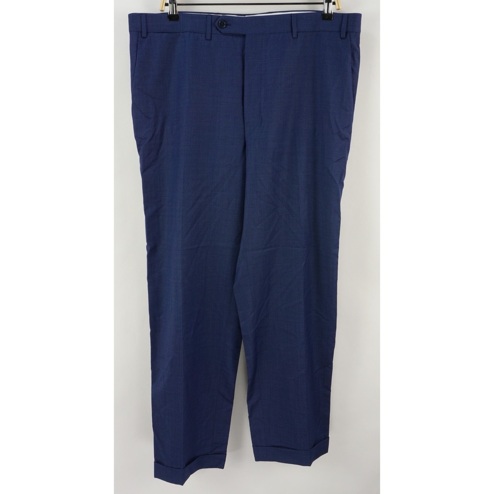 Recent Canali Woven Lightweight Cuffed Flat Front Suit Pant Men's 38 x 30 Blue